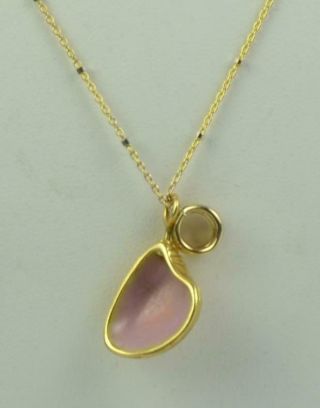 Vintage Tiffany & Co 18k Yellow Gold Pink Enamel Shell Pendant 3