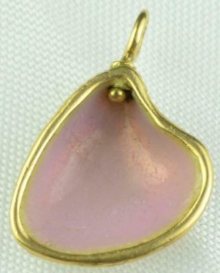 Vintage Tiffany & Co 18k Yellow Gold Pink Enamel Shell Pendant 4