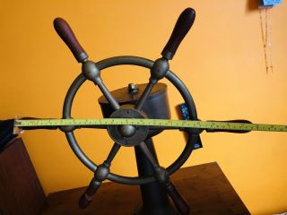 Vintage JOHN HASTIE & Co LTD GREENOCK Ship / Boat Wheel / BRASS & WOOD 9