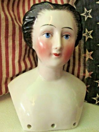 Antique Jenny Lind Doll Head Shoulder Plate,  Great Hairdo Brush Strokes