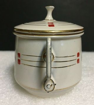 Antique Child ' s Toy Graniteware Enamelware Sugar Bowl or Pot w/lid enamel paint 3