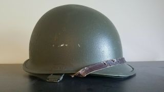 U.  S M1 Helmet Military Post Ww2 With Liner And Chinstrap Tri - Bail