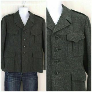 Vintage Wwii Swiss Army Medic Coat Military Jacket Rare Bb52 Wool Gray Green M/l