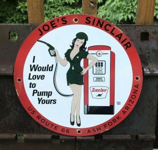 Vintage Sinclair Porcelain Sign Gas Service Station Pump Plate Motor Oil Dino