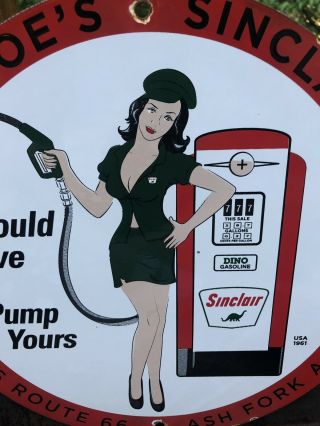 VINTAGE SINCLAIR PORCELAIN SIGN GAS SERVICE STATION PUMP PLATE MOTOR OIL DINO 6