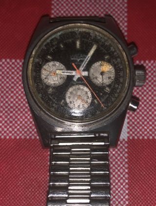 Rare Vintage Vulcain 17j Incabloc Chronograph Running 1325 12020 6H 9