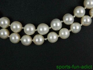 Vintage Diamond & Cultured Pearl 14K White Gold Handknotted 2 Strand Necklace 5