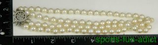 Vintage Diamond & Cultured Pearl 14K White Gold Handknotted 2 Strand Necklace 7