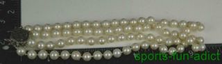 Vintage Diamond & Cultured Pearl 14K White Gold Handknotted 2 Strand Necklace 8
