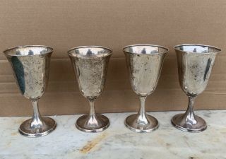 Vintage International Sterling Silver Set 4 Wine Goblets 661