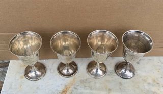 Vintage International Sterling Silver Set 4 Wine Goblets 661 2