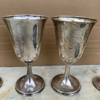 Vintage International Sterling Silver Set 4 Wine Goblets 661 3