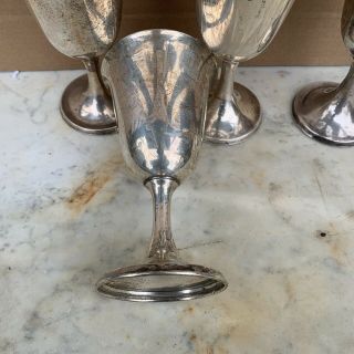 Vintage International Sterling Silver Set 4 Wine Goblets 661 4