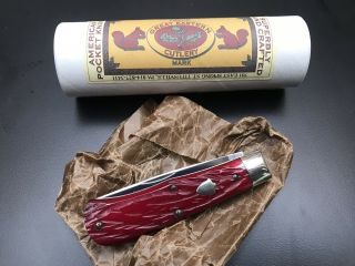 Gec Great Eastern Cutlery 735108 Horecut Ruby Red Bone Pocket Knife Rare Vintage