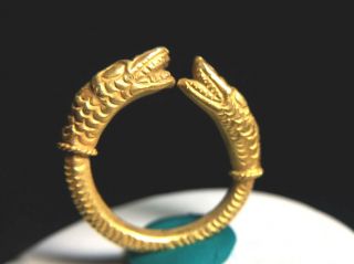 Antique Impressive 22k Solid Gold Double Love Naga Dragon Worship Ring