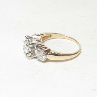 1940s Vintage 14K Yellow,  White Gold 0.  33 Ct Brilliant Cut Diamond Ring 0.  95 Cts 2