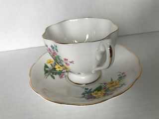 Pretty Spring Daffodils Queen Anne Tea Cup and Saucer Set Cond. 4