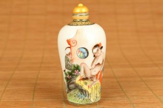 Rare Chinese Old Porcelain Handwork Painting Married Snuff Bottle