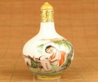 Big Porcelain Old Handmade Art Belle Man Statue Figure Snuff Bottle Hand Piece