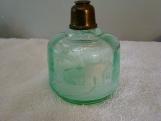 Mary Gregory Perfume Atomizer In Uranium Glass