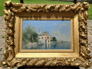 " View Of Venice " - Antique Oil Painting By A.  Foscari - Italian Xix - Xx.