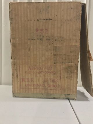 Vintage Antique Ww2 United States Coast Guard Signal Flare Cardboard Box