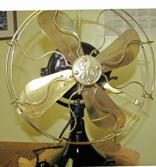 Antique Electric Fan Brass Blade 12 " Restored