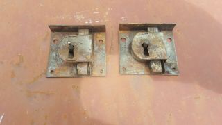 2 Old Antique Vintage Victorian Draw Locks No Keys