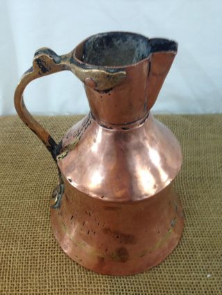 Antique Vintage Hand Made Hammered Crafted Copper Brass Handle Coffee Water Pot 2
