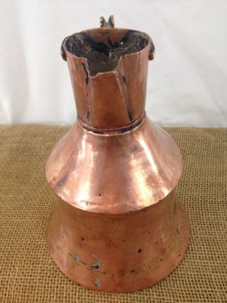 Antique Vintage Hand Made Hammered Crafted Copper Brass Handle Coffee Water Pot 4