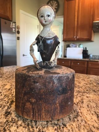 Nicol Sayre Doll on Antique Wooden Hat Mold 12