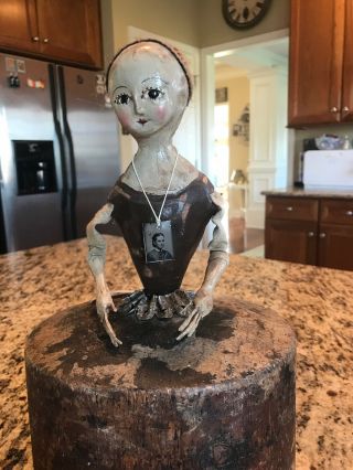 Nicol Sayre Doll On Antique Wooden Hat Mold