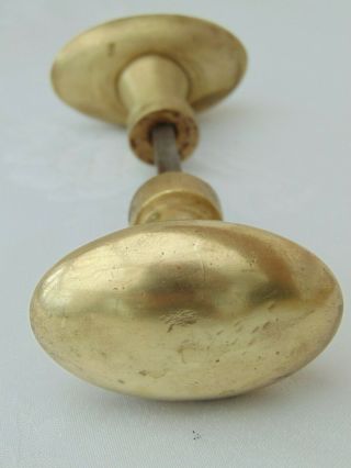 Pair Antique Victorian French Brass Oval Goose Egg Door Knobs