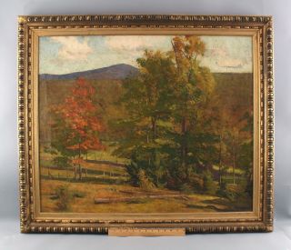 Antique John Sharman American Impressionist Autumn Fall Landscape Oil Painting