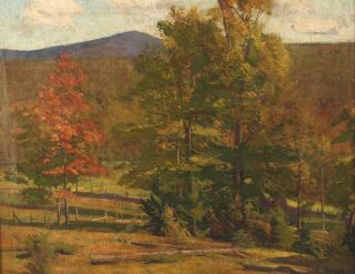 Antique JOHN SHARMAN American Impressionist Autumn Fall Landscape Oil Painting 3