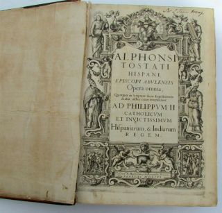 1596 Antique Folio Blindstamp Leather Fore Edge Painting By Alfonsi Tostati V.  1