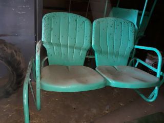 Vintage Metal Porch Glider Retro Lawn Chair Yard Patio Furniture Garden Loveseat 3