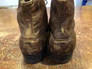 Men ' s Vintage Antique 1910s Edwardian Captoe Lace - Up Boots Shoes WWI Size 8 5