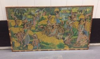 Bali Ubud Painting Of " Village Women " Signed 66 " X 38 " Vintage 60/70s