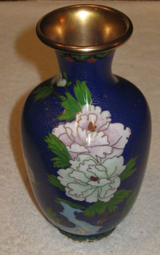 Antique/vintage Chinese China Enameled Vase - Cloisonne/flowers - 7 1/2 " Ht