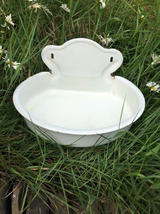 Vintage French Enamel Water Fountain Base Garden Planter/bird Bath Kitchen