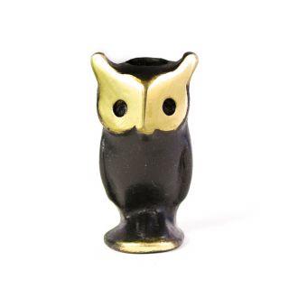 Walter Bosse Owl Figurine Candle Holder Vtg Mid Century Austria Brass Bird 1950s