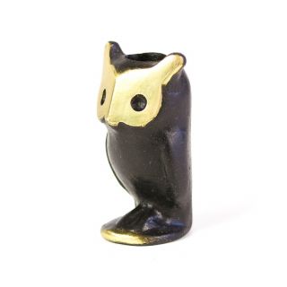 Walter Bosse Owl Figurine Candle Holder Vtg Mid Century Austria Brass Bird 1950s 2