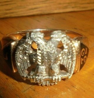 Vintage 14K ring Masonic Scottish Rite 32 degree double headed eagle 11 1/2 2