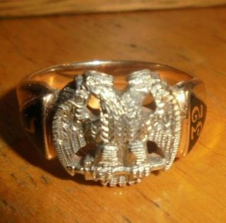 Vintage 14K ring Masonic Scottish Rite 32 degree double headed eagle 11 1/2 5