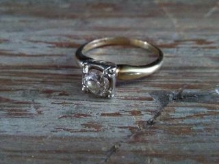 Vintage 14k Gold Diamond Solitaire Engagement Ring - Size 5 1/2 (2.  7 Grams - Total)