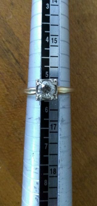 Vintage 14K Gold Diamond Solitaire Engagement Ring - Size 5 1/2 (2.  7 grams - Total) 3