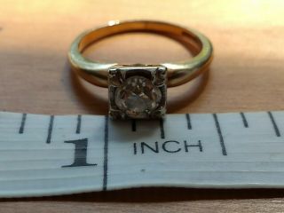 Vintage 14K Gold Diamond Solitaire Engagement Ring - Size 5 1/2 (2.  7 grams - Total) 5