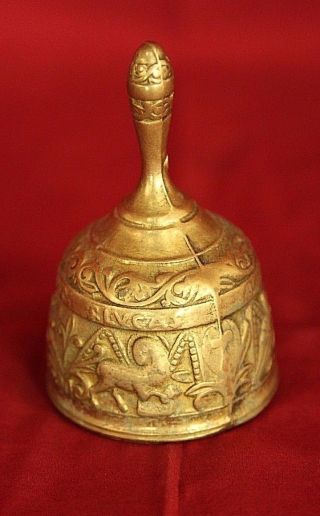 Antique Brass Bell With Angels And A Variety Of Animals