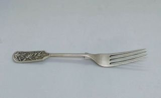 Chinese Export Silver Fork,  Leaves,  Wang Hing,  Wh 90,  C.  1900
